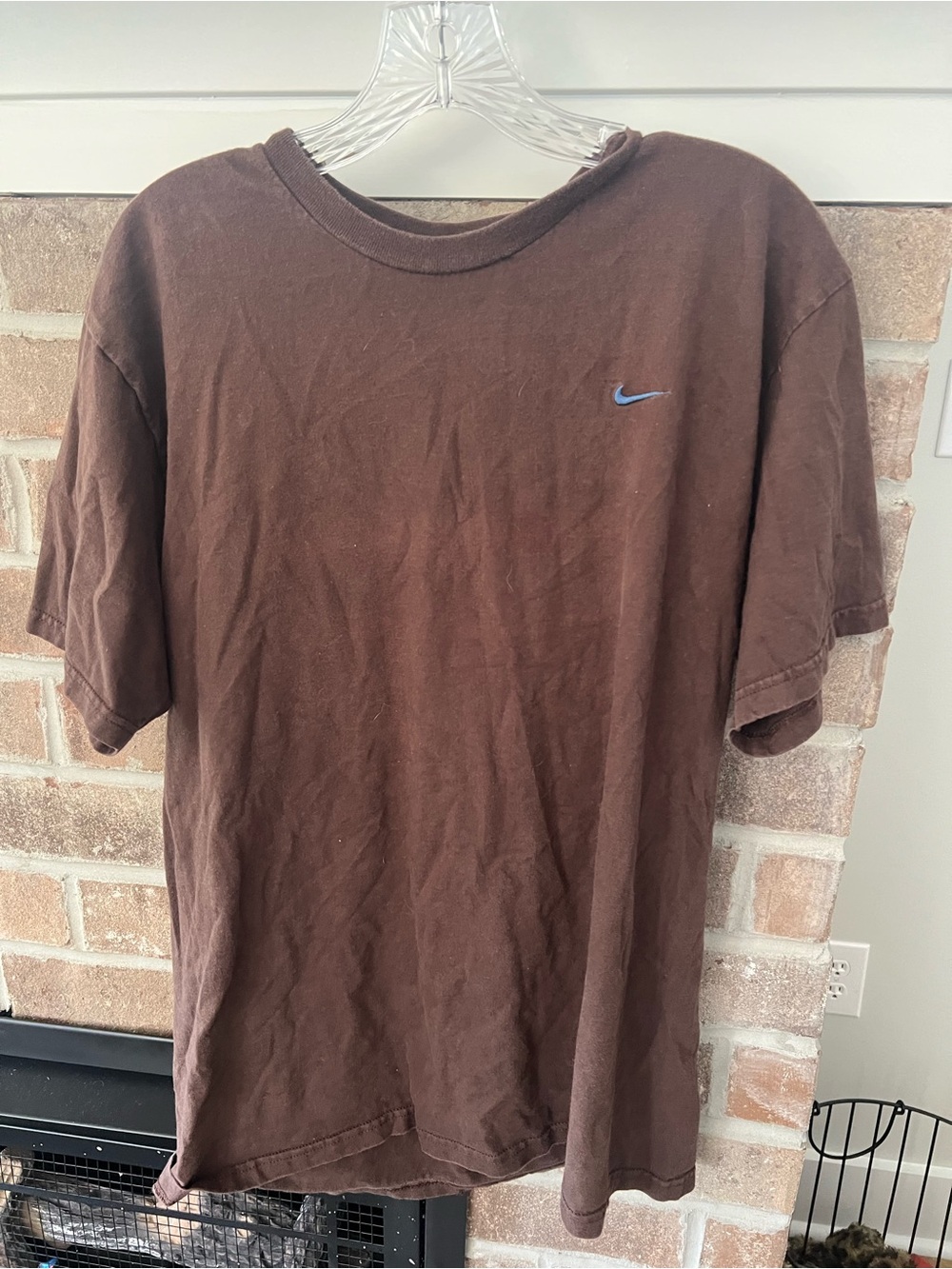 Nike Brown Short Sleeve Tee with Blue Swoosh